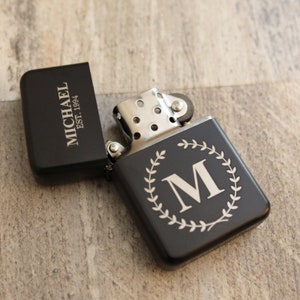 Personalized Black Engraved Lighter - custom lighter, engraved lighter, groomsmen gift, bachelor bachelorette party favor gift, gift for him