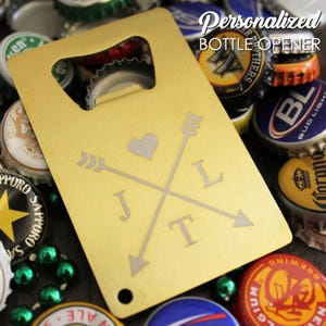 Abridor de botellas de tarjeta de crédito de oro de tarjeta de hombre personalizado - abrebotellas grabado, regalo de padrinos de boda, regalo de favor de despedida de soltero, cerveza