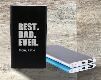 Gift for Dad, Personalized Slim Power Bank, USB and Micro USB, Custom Engraved, Dad Designs, Father's Day Gift, Gift for Him, Dad Birthday