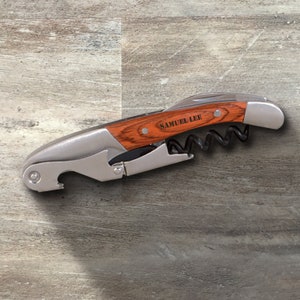 Groomsman Gift, Personalized Wine Bottle Opener, Double-Hinged Waiter&#39;s Corkscrew Multi-Tool, Wedding Gift, Bridal Party, Bachelor Party