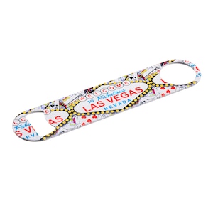 Bienvenido a Las Vegas Bottle Opener, Powder Coated, Stainless Steel, Professional Bartender Opener, Full Color Design, Decorated in USA
