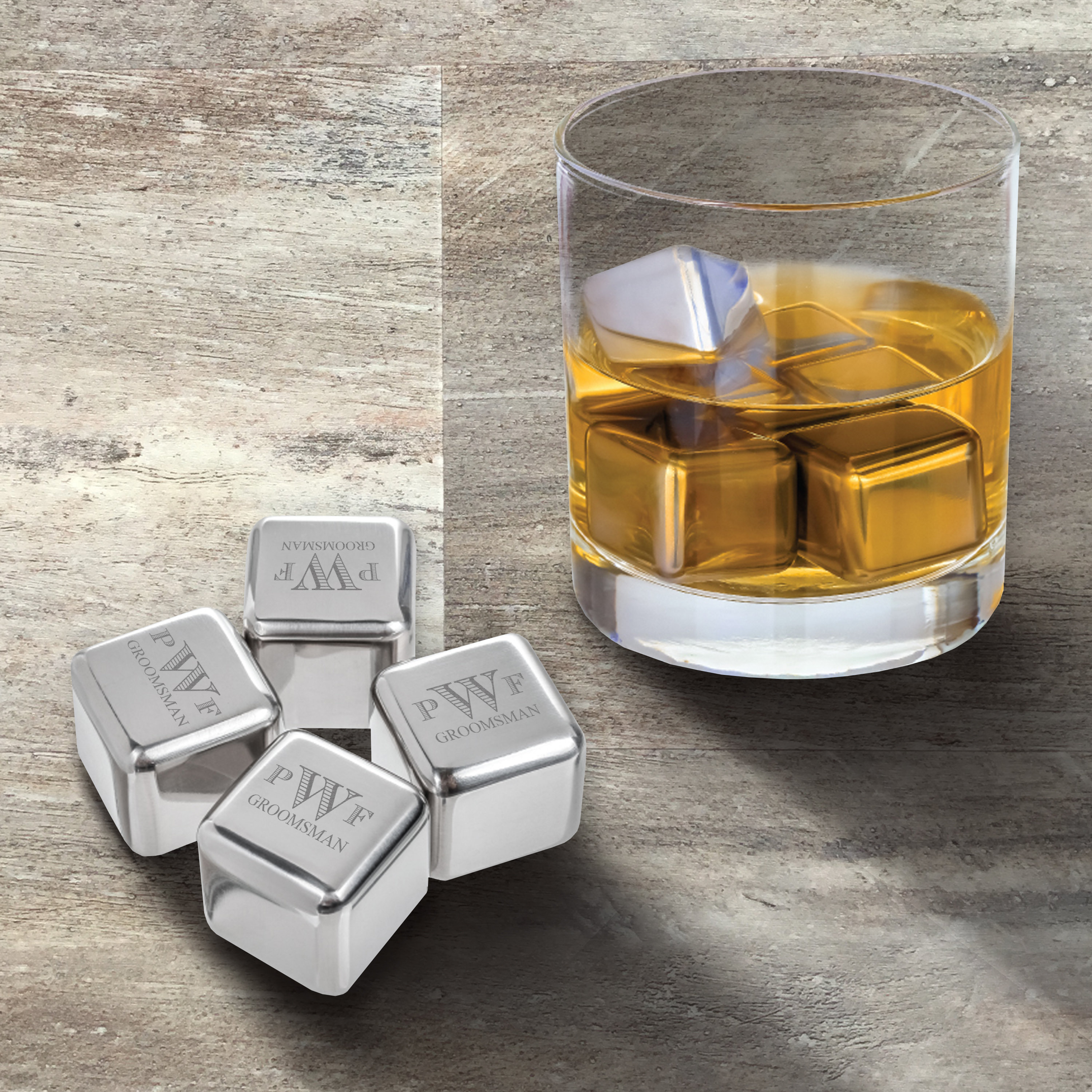 Jewelora Pietre di whisky personalizzate Rocce incise Cubetti di ghiaccio riutilizzabili per bevande Scotch Whisky Vino Gin Raffreddamento Regali rinfrescanti per uomini Padre 1SET 