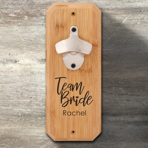 Bridesmaid Gift, Personalized Bamboo Plaque Wall Mounted Bottle Opener, Engraved, Bridesmaid Proposal, Bridal Shower, Bachelorette Party