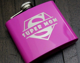 Gift for Mom, Personalized Hip Flask, Custom Engraved Flask, 5 oz Stainless Steel Flask, Mom Flask, Mother&#39;s Day Gift, Mother&#39;s Day Flask