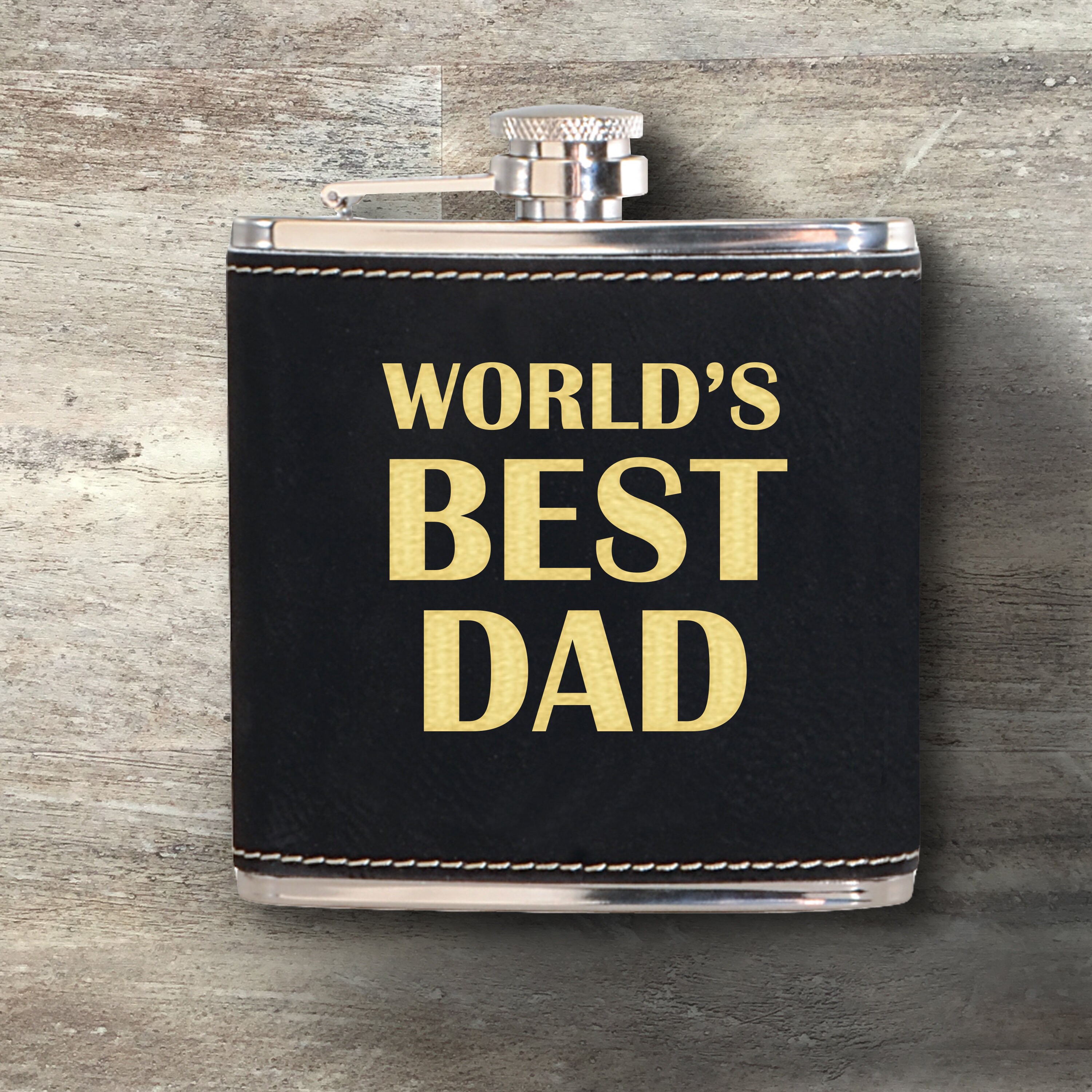 Gift for Dad, Personalized Leather Hip Flask, Custom Engraved Flask, 6 ...