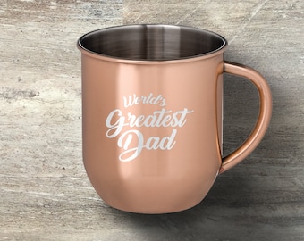 Gift for Dad, Personalized Moscow Mule Mug, Copper Plated, 17 Ounce, Engraved, Father's Day Gift, Gift for Him, Dad's Birthday Gift, Dad Cup