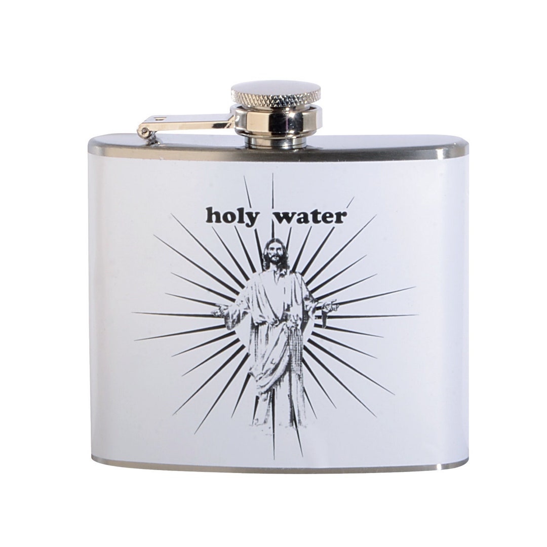 Holy Water 5 Oz. Stainless Steel Flask, Party Favor, Funny Flask, Cute Flask, Full Color Design