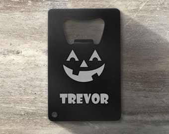Halloween Bottle Opener, Personalized Engraved Credit Card Bottle Opener, Halloween Party Card, Halloween Party Favor, Funny Halloween