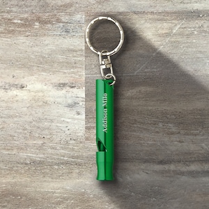 Groomsman Gift, Personalized Aluminum Whistle Keyring Keychain, Wedding Party, Bridal Party, Bachelor Party, Gift for Coach, Dog Whistle