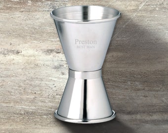 Stalknecht cadeau, gepersonaliseerde dubbelzijdige cocktailjigger, roestvrij staal, 1 Ounce & 1,5 Ounce, huwelijksfeest, bruidsfeest, vrijgezellenfeest