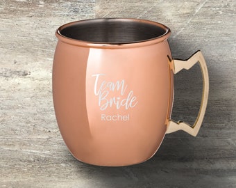 Bridesmaid Gift, Personalized Moscow Mule Mug, Copper Plated, 17 Ounce, Engraved, Wedding Party, Bridal Shower, Bachelorette Party Favor