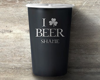 St. Patrick's Day Pint Glass, Personalized Pint Glass Cup, Custom Engraved Beer Bar Glasses, Funny St. Patty's Day Mug Cup, St. Paddy's