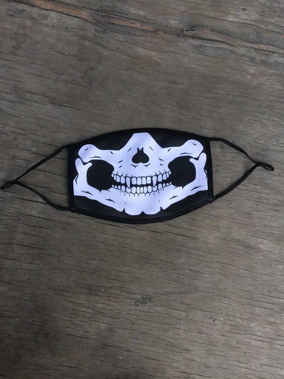 Skull Skeleton Face Mask, Reusable Cotton Face Mask With Elastic