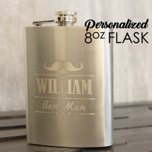 Personalized 8 oz. Flask - engraved personalized custom flask, groomsmen gift, personalized bachelor bachelorette party favor, father&#39;s day