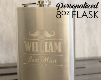 Personalized 8 oz. Flask - engraved personalized custom flask, groomsmen gift, personalized bachelor bachelorette party favor, father's day