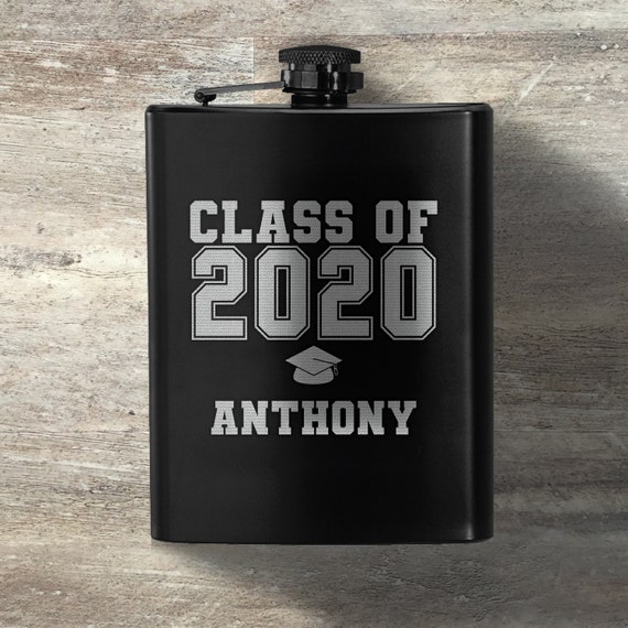 8oz BLACK Graduated with Year Flask CUSTOM PERSONALIZED 8oz BLACK Graduated with Year Flask CUSTOM PERSONALIZED