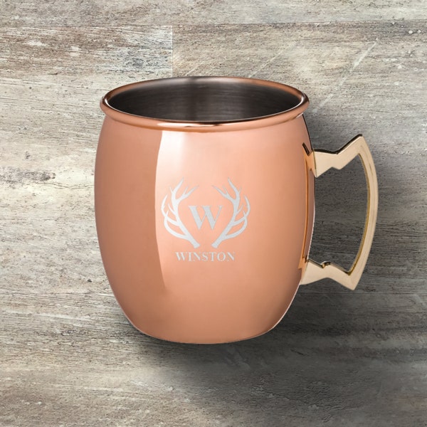 Groomsman Gift, Personalized Moscow Mule Mug, Copper Plated, 17 Ounce, Engraved, Wedding Party Gift, Bridal Party Gift, Bachelor Party Gift