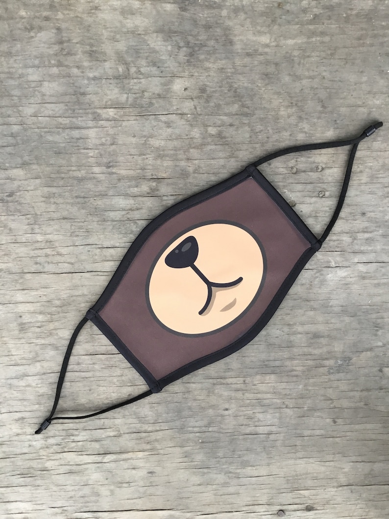 Cartoon Bear Face Mask Reusable Cotton Face Mask With Elastic Etsy