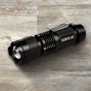 Groomsman Gift, Personalized Ultra Bright LED Flashlight, Tactical Black, Custom Engraved, Wedding Gift, Bridal Party, Bachelor Party