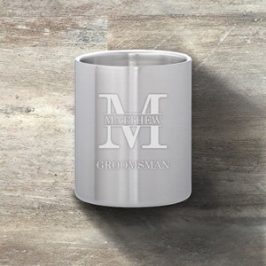 Groomsman Gift, Personalized Whiskey Glass, Stainless Steel, 10 Ounce, Wedding Party, Bridal Party, Bachelor Party, Bourbon Scotch Tumbler