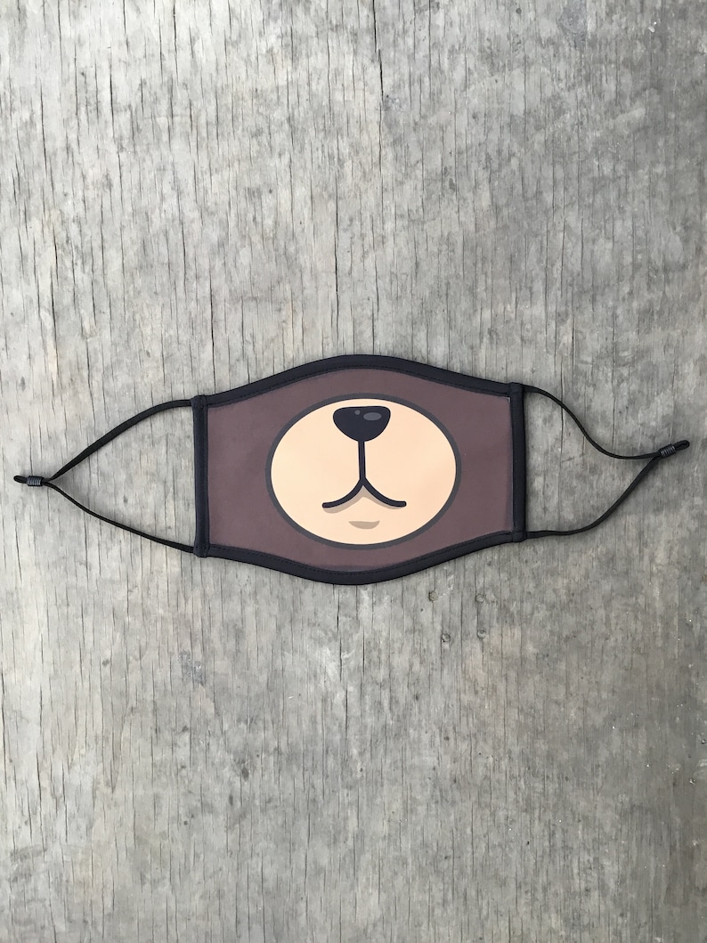 Cartoon Bear Face Mask Reusable Cotton Face Mask With Elastic Etsy