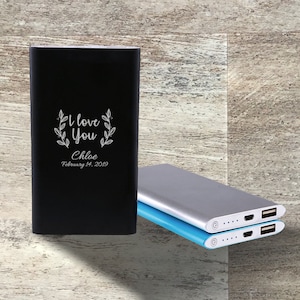 Valentine's Day Gift, Personalized Slim Power Bank, USB and Micro USB, Custom Engraved, Valentine's Gift For Her, Gift For Him, Anniversary