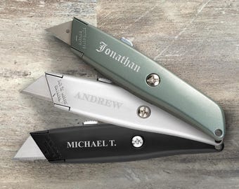 Groomsman Gift, Personalized Utility Knife with Retractable Blade, Custom Engraved, Wedding Party, Bridal Party, Bachelor Party, Box Cutter