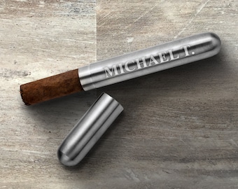 Groomsman Gift, Personalized Stainless Steel Cigar Tube, Wedding Party Gift, Bridal Party, Bachelor Party, Cigar Travel Case, Cigar Holder