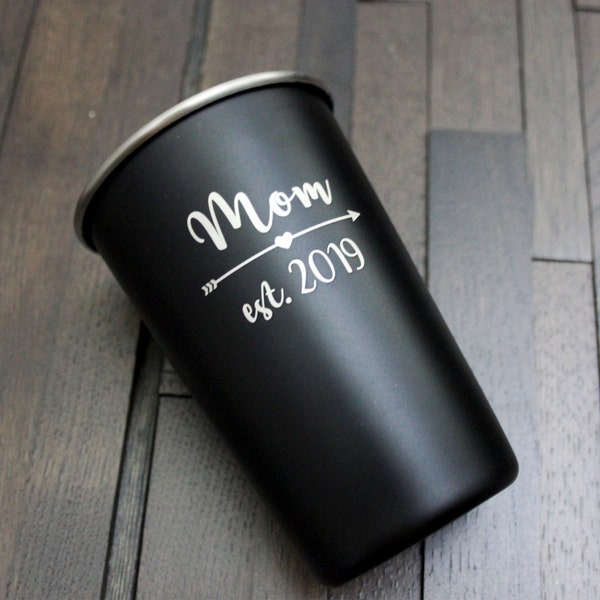 Gift for Mom, Personalized Pint Glass Cup, Custom Engraved Beer Glasses, Moscow Mule, Mother's Day Gift, Mom Coffee Mug, Mother's Day Mug