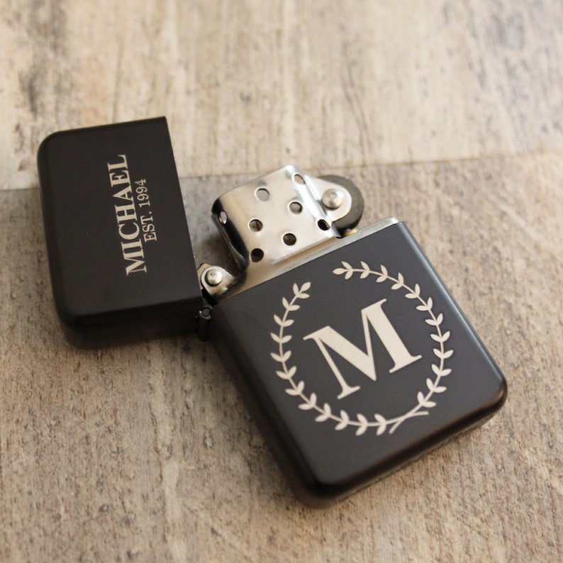 Personalized Black Engraved Lighter - custom lighter, engraved lighter, groomsmen gift, bachelor bachelorette party favor gift, gift for him 