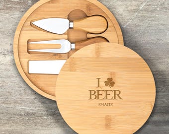 Regalo per il giorno di San Patrizio, set di coltelli per taglieri di formaggi personalizzati, in bambù, con incisione personalizzata, divertente giorno di San Patrizio, San Patrizio, irlandese, salumi