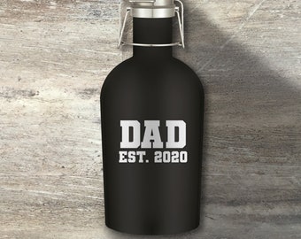 Gift for Dad, Personalized Stainless Steel Beer Growler Jug, 64 Ounce, Custom Engraved, Father's Day Gift, Gift for Him, Dad Birthday Gift