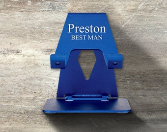 Groomsman Gift, Personalized Phone Stand, Aluminum Tablet Holder, Engraved, Wedding Party, Bridal Party, Bachelor Party, Cell Phone Holder