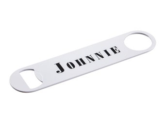 Johnnie Paddle Bottle Opener, Powder Coated, Stainless Steel, Professional Bartender Opener, Full Color, Decorated in USA