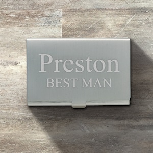Personalisierte Aluminium Kartenhalter, Groomsman Geschenk, Hochzeitsfeier, Brautparty, Junggesellenabschied, Firmengeschenk, Business Credit Card Wallet