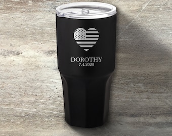 Patriotic Gift, Personalized Stainless Steel Tumbler, 30 Ounce, Double Walled Vacuum Insulated, Independence Day, USA, Murica, 4th of July