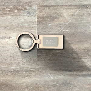 Groomsman Gift, Personalized Sterling Silver Plated Rectangle Keyring Keychain, Custom Engraved, Wedding Party, Bridal Party, Bachelor Party