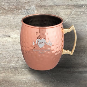 Valentine&#39;s Day Gift, Personalized Moscow Mule Mug, Copper Plated, 17 Ounce, Hammered, Gift For Her, Gift For Him, Anniversary Gift, Couples