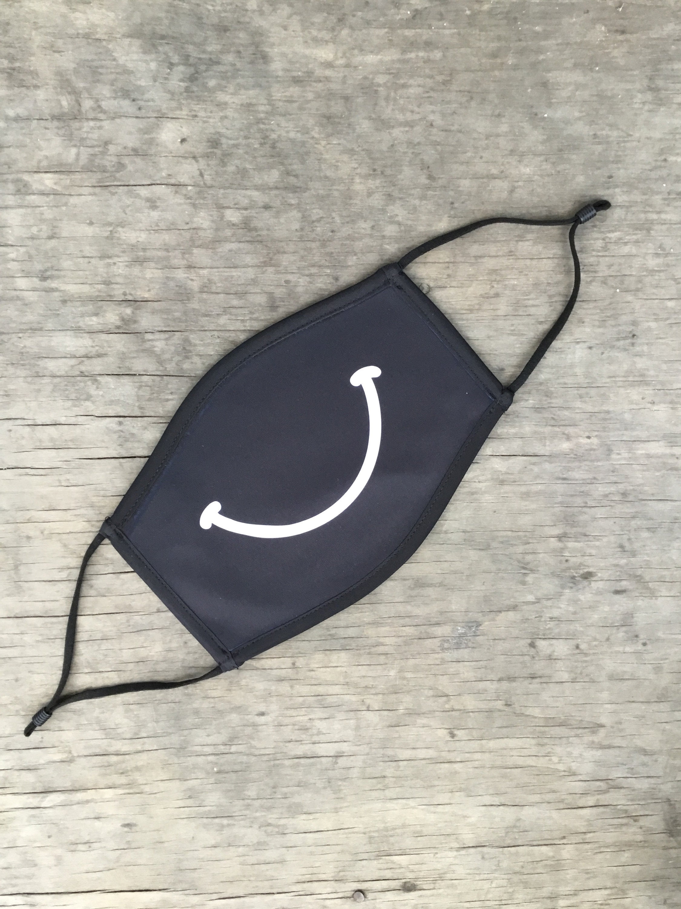 Smiley Face Happy Face Mask, Reusable Cotton Face Mask With Elastic Ear Loop, Adjustable Ear Loop, Full Color Design, Decorated in USA