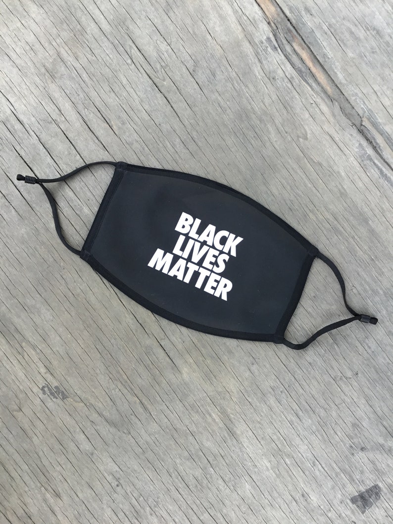 Black Lives Matter Face Mask, Reusable Cotton Face Mask With Elastic Ear Loop, Adjustable Ear Loop, Full Color Design, Decorated in USA image 3