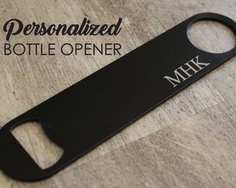 Personalized Black Paddle Bottle Opener - engraved bottle opener, groomsmen gift, personalized bachelor party favor, matte stainless steel