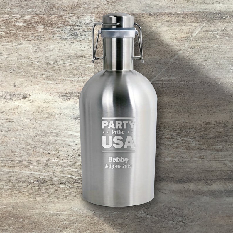 Patriotic Gift Personalized Stainless Steel Beer Growler Jug Etsy