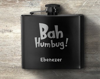 Ugly Christmas Party Gift, Personalized Hip Flask, Custom Engraved, 5 oz Stainless Steel Flask, Funny Christmas Gift Flask, Stocking Stuffer