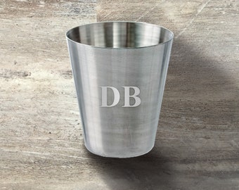 Groomsman Gift, Personalized Mini Stainless Steel Shot Glass, 1 Ounce, Wedding Party Gift, Bridal Party, Bachelor Party, Metal Shot Glass