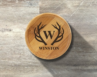 Groomsman Gift, Personalized Wood Coaster, Single Piece, No Holder Stand, Round, Bamboo Wood, Wedding Party, Bridal Party, Bachelor Party
