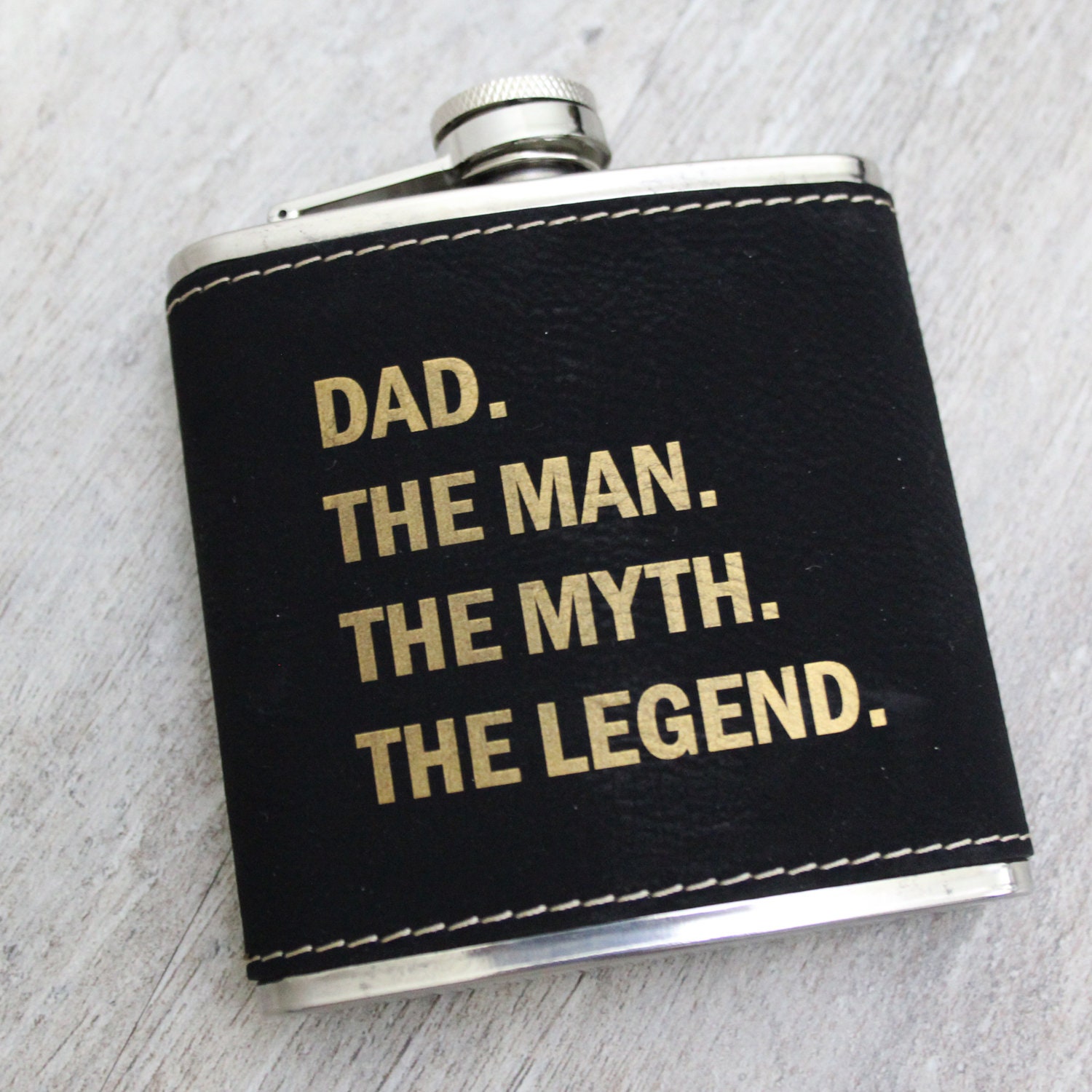 Gift for Dad, Personalized Leather Hip Flask, Custom Engraved Flask, 6 ...