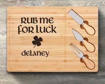 St. Patrick's Day Gift, Personalized Cheese Board Knife Set, Bamboo, Custom Engraved, Funny St. Patty's Day, St. Paddy, Irish, Charcuterie