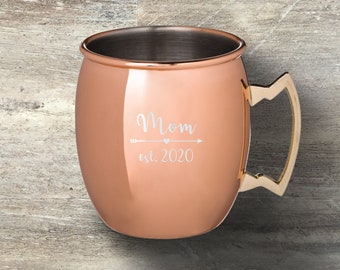 Gift for Mom, Personalized Moscow Mule Mug, Copper Plated, 17 Ounce, Engraved, Mother&#39;s Day Gift, Gift for Her, Mom Birthday Gift, Mom Cup