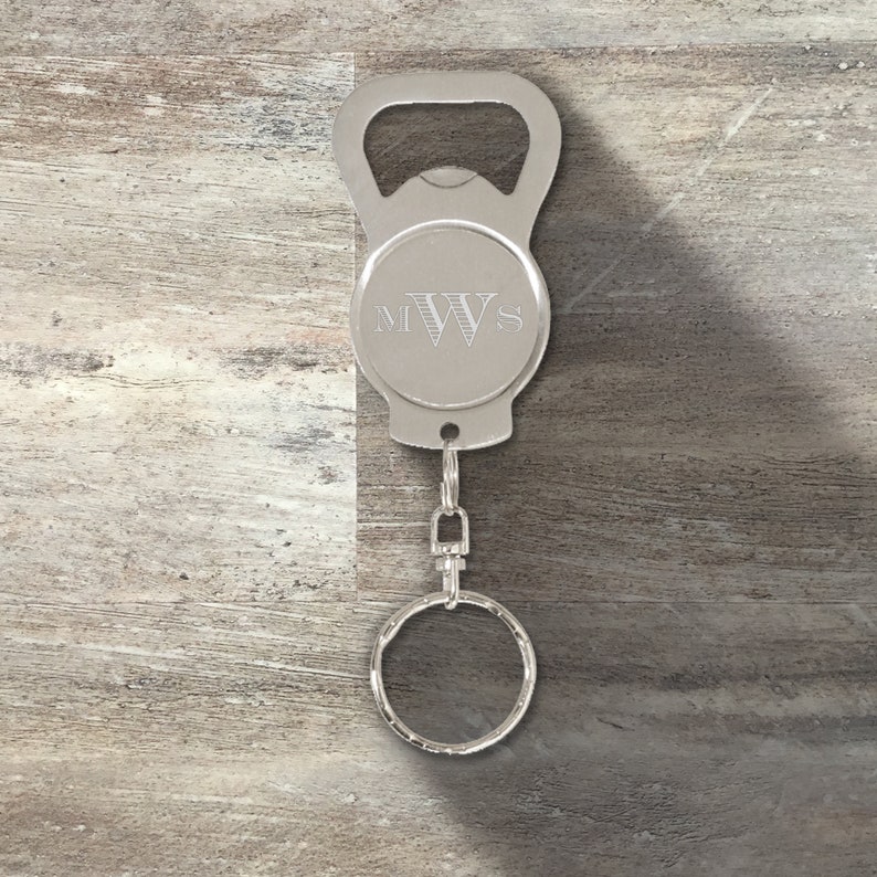 Groomsman Gift, Personalized Stainless Steel Bottle Opener Keyring Keychain, Custom Engraved, Wedding Party, Bridal Party, Bachelor Party Silver