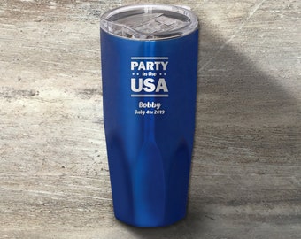Patriotic Gift, Personalized Stainless Steel Tumbler, 20 Ounce, Double Walled Vacuum Insulated, Independence Day, USA, Murica, 4th of July